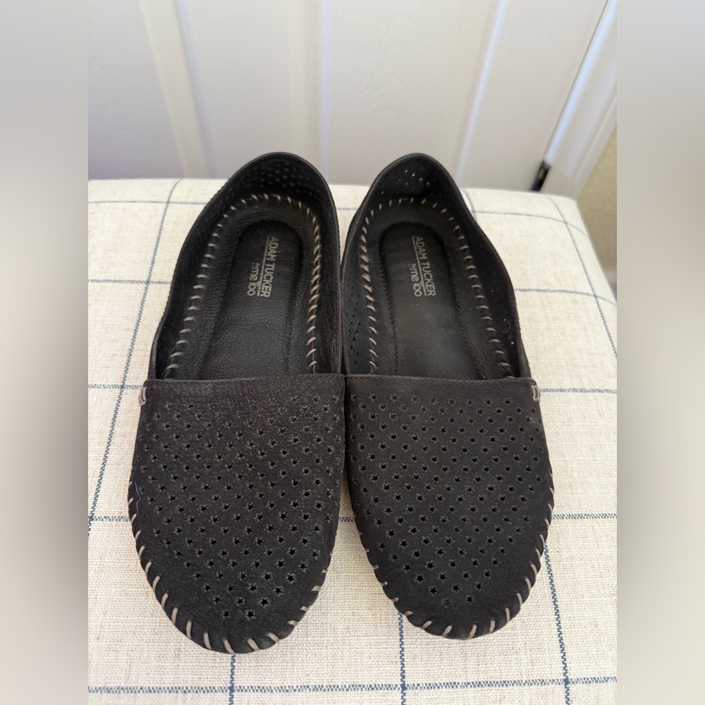 Adam Tucker Black Perforated Slip-Ons - Picture 2 of 7